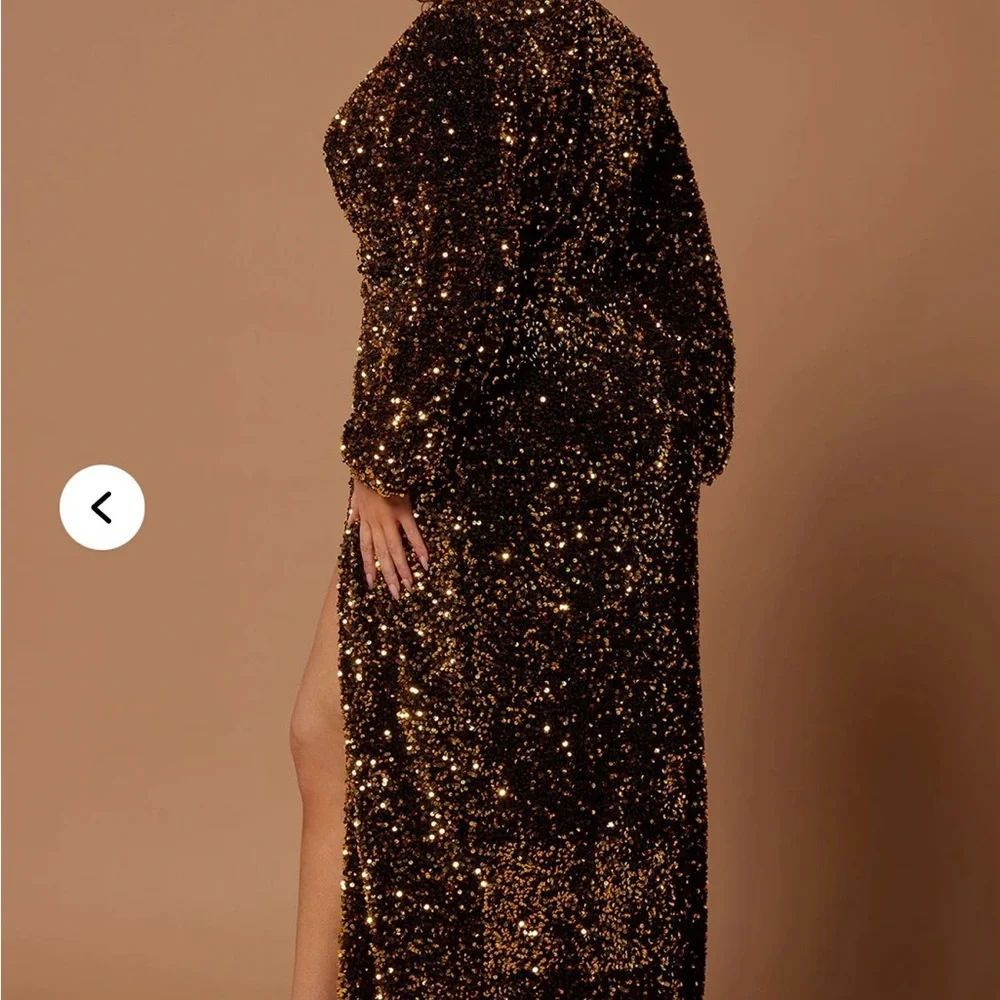 Fashion Nova Gold Sequin Maxi Dress - Picture 2 of 4